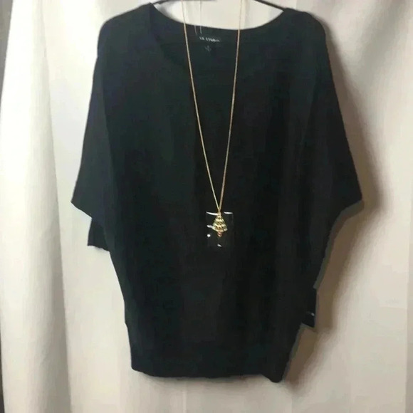 NWT SZ 1X BLACK SWEATER Soft DRESSY TO CASUAL SEE DESCRIPT BELOW NECKLACE - Picture 2 of 13